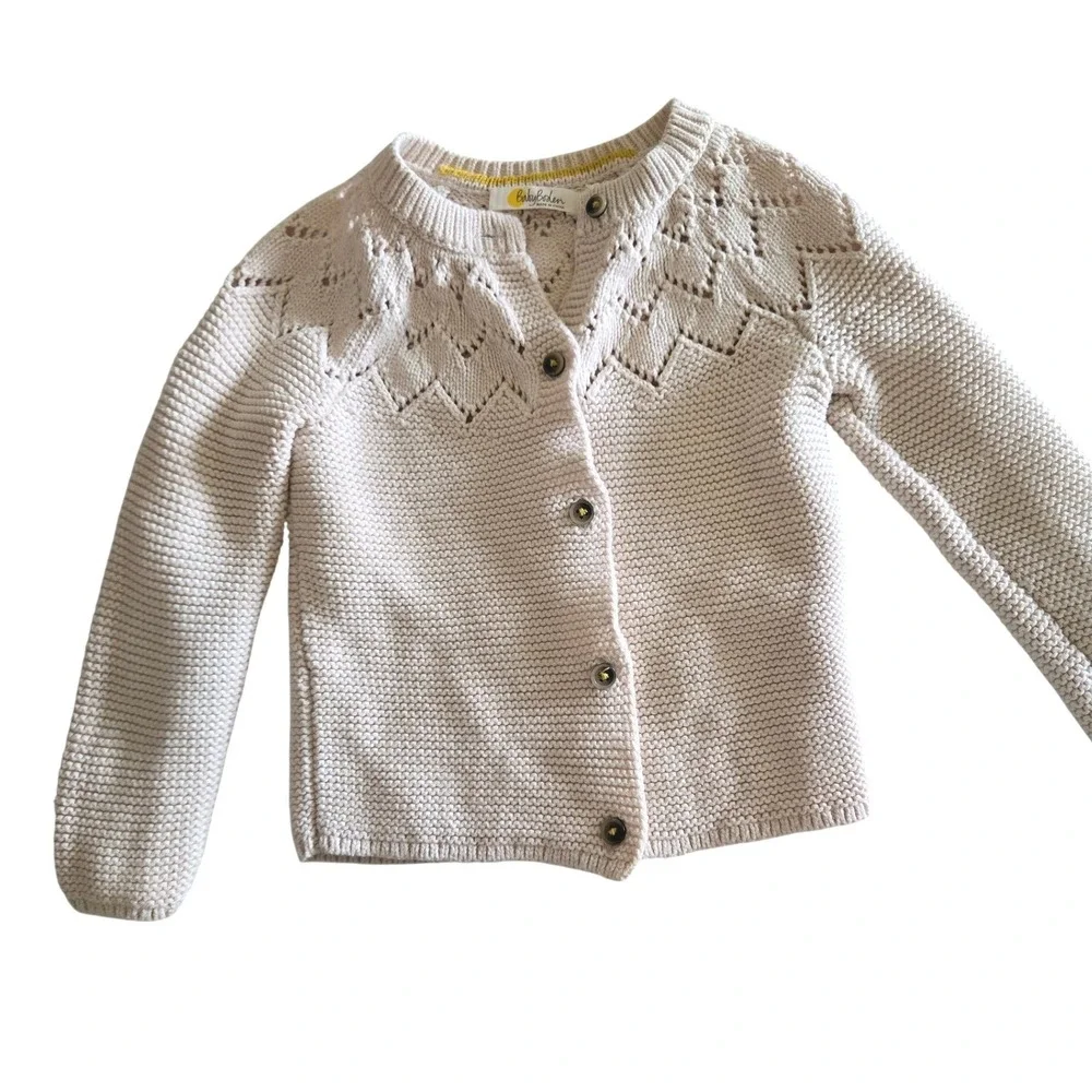Baby Boden 18-24 Months Cardigan Sweater Toddler Girls Cream Pointelle